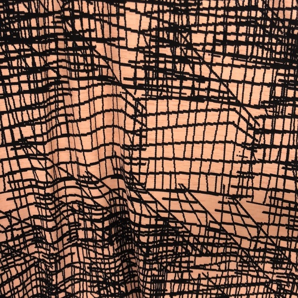 Pinkblush Lightweight Coral Pink with Black Abstract Geometric Lines Maxi Skirt - Picture 15 of 16